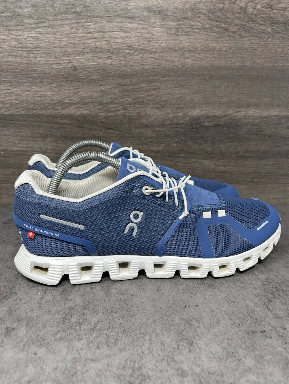 On Cloud 5 Blue White Womens Size 9.5 Running Walking Athletic Shoes Sneakers